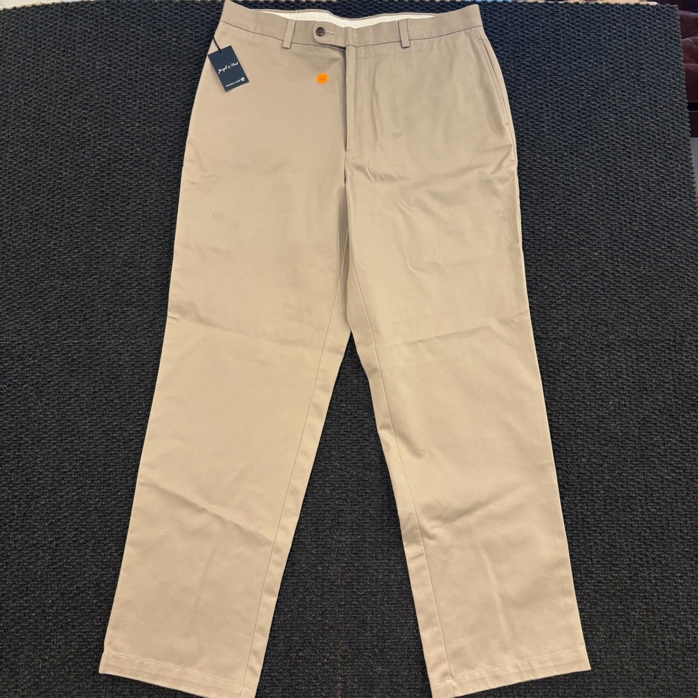 Joseph & Feiss NWT Mens Flat Front‎ Chinos Khaki Cotton Pants Size 36 x 32